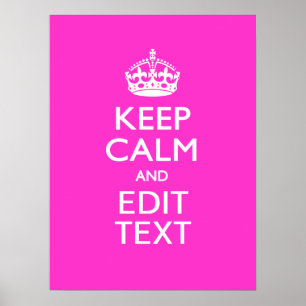 Personalised Keep Calm And Your Text Pink Decor