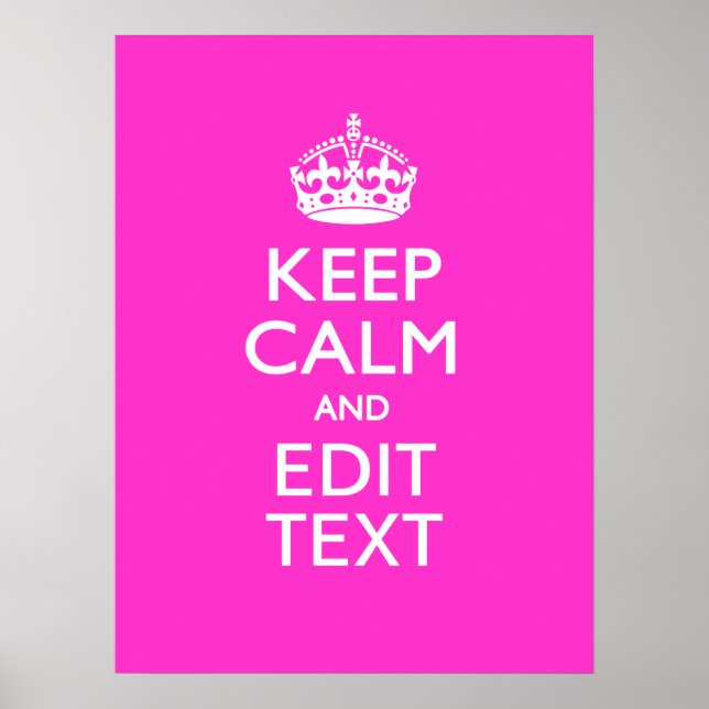 Personalised Keep Calm And Your Text Pink Decor (Front)