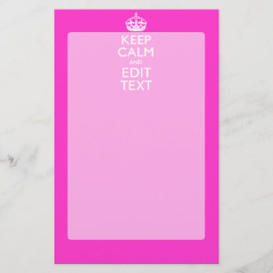 Personalised Keep Calm And Your Text Pink Decor Stationery