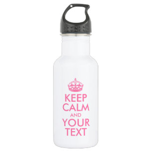 Personalised KEEP CALM and YOUR TEXT - pink words 532 Ml Water Bottle