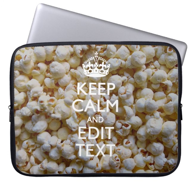 Personalised KEEP CALM AND Your Text Popcorn Laptop Sleeve (Front)