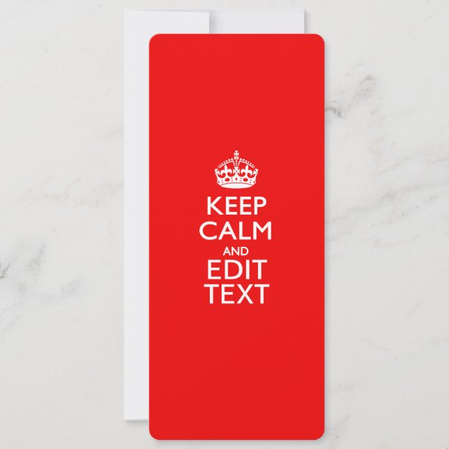 Personalised Keep Calm And Your Text Red Classic (Front)