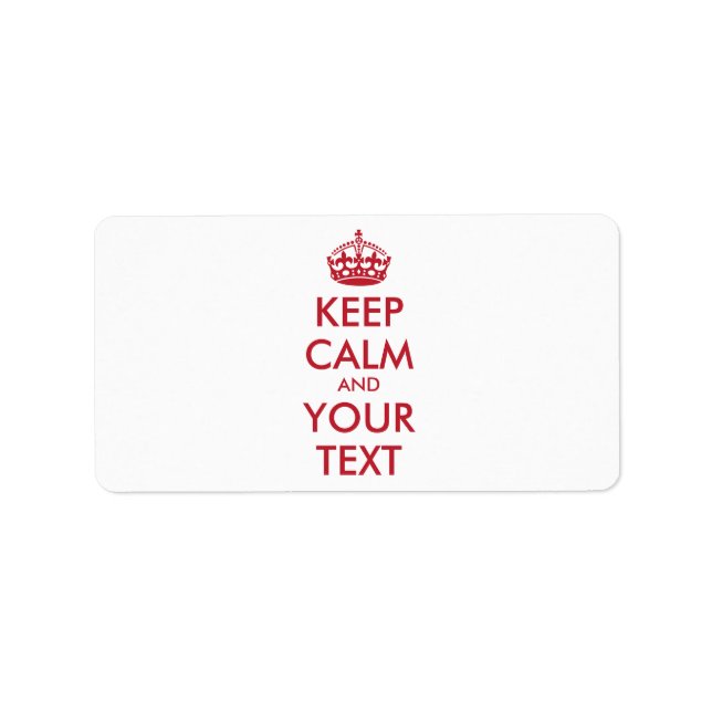 Personalised KEEP CALM and YOUR TEXT - red Label (Front)