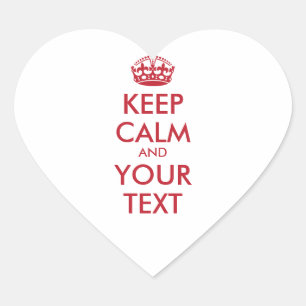 Personalised KEEP CALM and YOUR TEXT - red words Heart Sticker