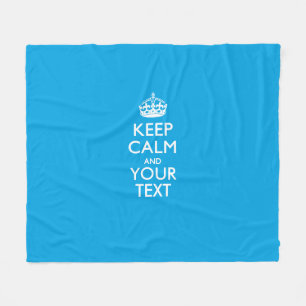 Personalised Keep Calm And Your Text Sky Blue Fleece Blanket