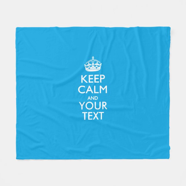 Personalised Keep Calm And Your Text Sky Blue Fleece Blanket (Front (Horizontal))