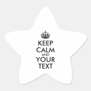 Personalised KEEP CALM and YOUR TEXT Star Sticker