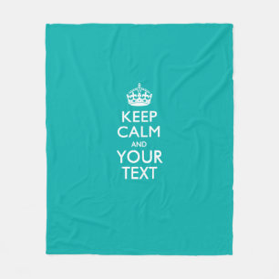 Personalised Keep Calm And Your Text Turquoise Fleece Blanket
