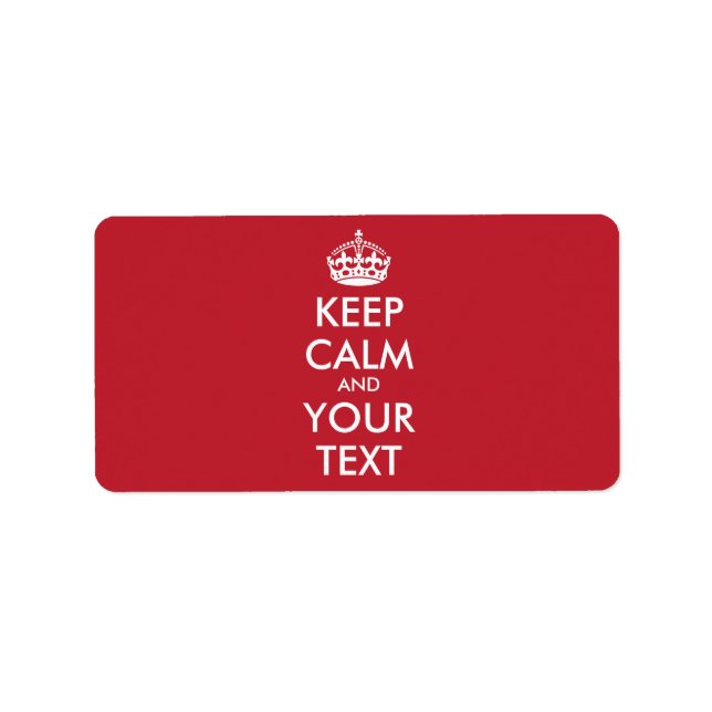 Personalised KEEP CALM and YOUR TEXT - white Label (Front)