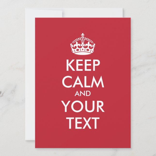 Personalised KEEP CALM and YOUR TEXT - white words (Front)