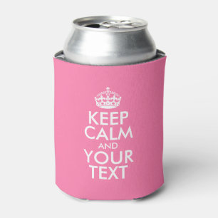 Personalised KEEP CALM and YOUR TEXT - white words Can Cooler