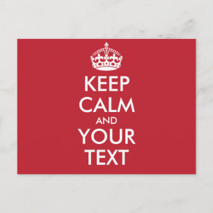 Personalised KEEP CALM and YOUR TEXT - white words Postcard