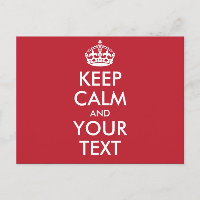 Personalised KEEP CALM and YOUR TEXT - white words Postcard (Front)