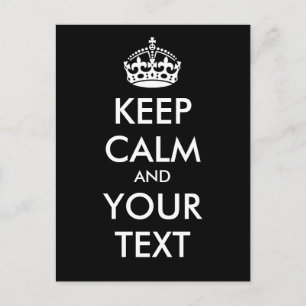 Personalised KEEP CALM and YOUR TEXT - white words Postcard