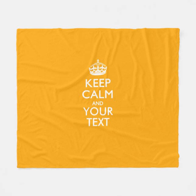 Personalised Keep Calm And Your Text Yellow Fleece Blanket (Front (Horizontal))