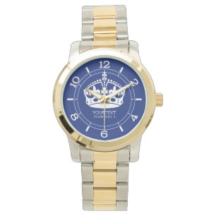 Personalised Keep Calm Crown Icon on Navy Blue Watch