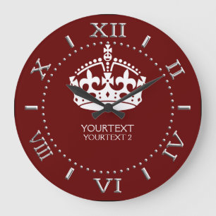 Personalised KEEP CALM Crown your text Dial on a Large Clock