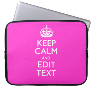 Personalised Keep Calm Have Your Text on Hot Pink Laptop Sleeve