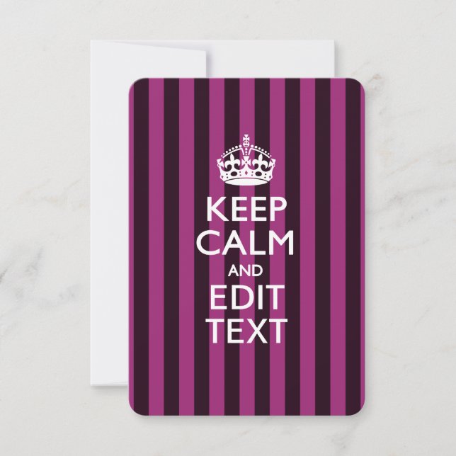 Personalised KEEP CALM Your Text Fuchsia Stripes (Front)