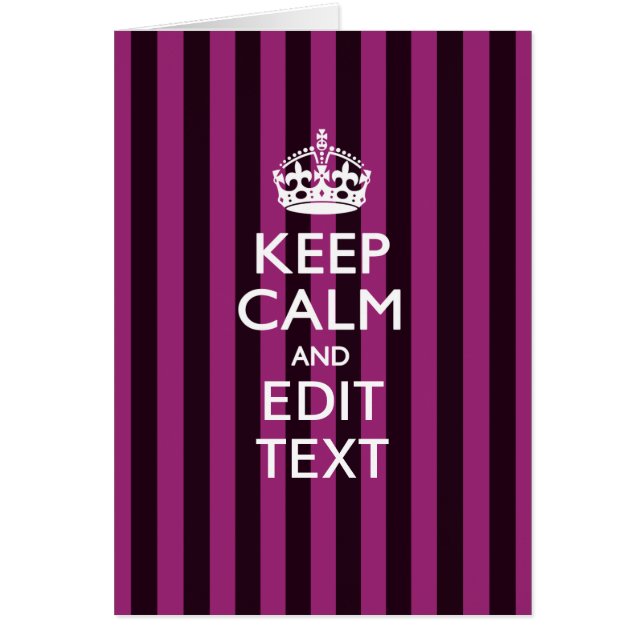 Personalised KEEP CALM Your Text Fuchsia Stripes (Front)