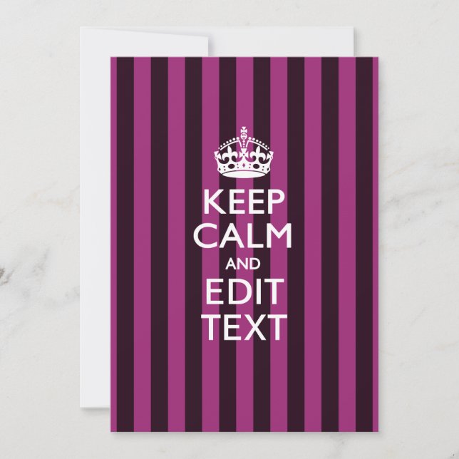 Personalised KEEP CALM Your Text Fuchsia Stripes (Front)