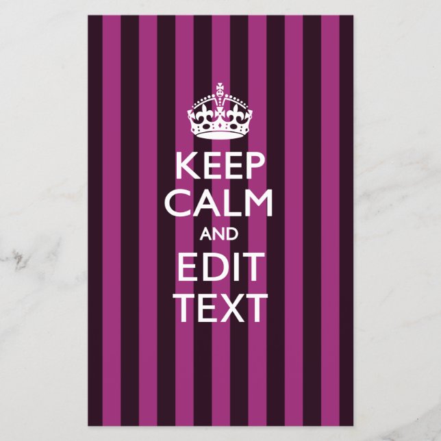 Personalised KEEP CALM Your Text Fuchsia Stripes Flyer (Front)