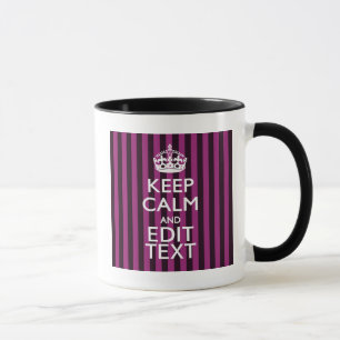 Personalised KEEP CALM Your Text Fuchsia Stripes Mug