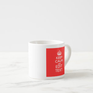 Personalised KEEP CALM Your Text in Coral Espresso Cup