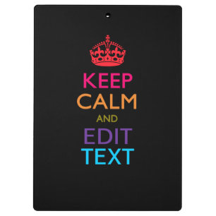 Personalised KEEP CALM Your Text Multicolored Clipboard