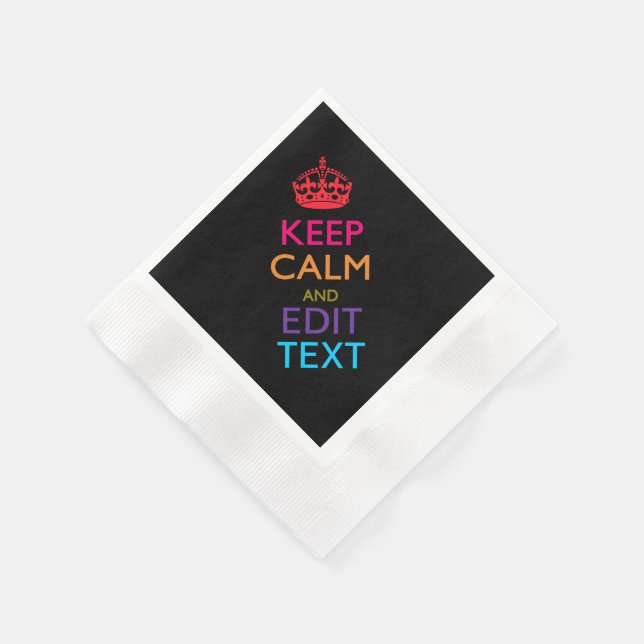 Personalised KEEP CALM Your Text Multicolored Napkin (Corner)
