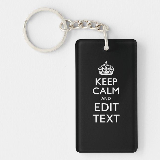 Personalised KEEP CALM Your Text on Black Key Ring (Front)