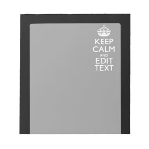 Personalised KEEP CALM Your Text on Black Notepad