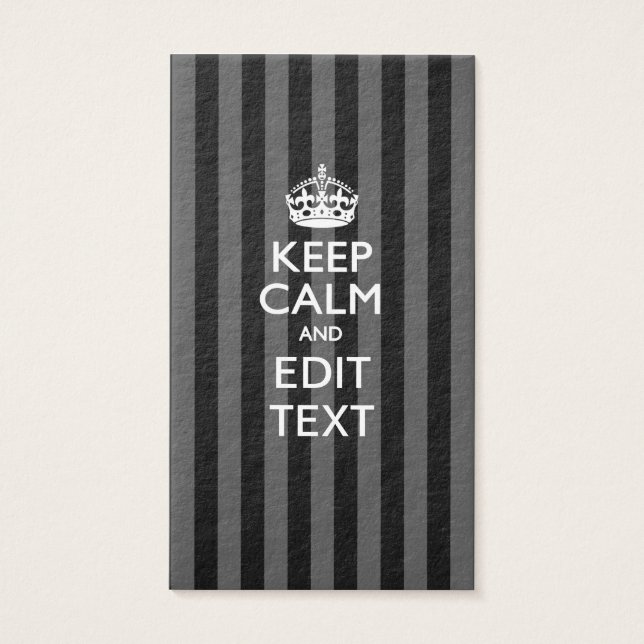 Personalised KEEP CALM Your Text on Black Stripes (Front)