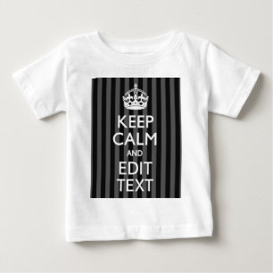 Personalised KEEP CALM Your Text on Black Stripes Baby T-Shirt