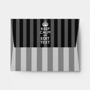 Personalised KEEP CALM Your Text on Black Stripes Envelope