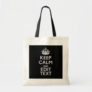 Personalised KEEP CALM Your Text on Black Tote Bag