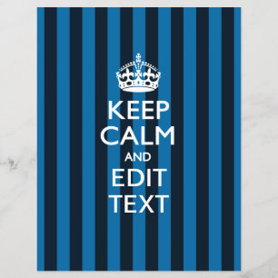 Personalised KEEP CALM Your Text on Blue Stripes Flyer