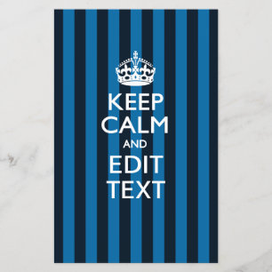 Personalised KEEP CALM Your Text on Blue Stripes Flyer