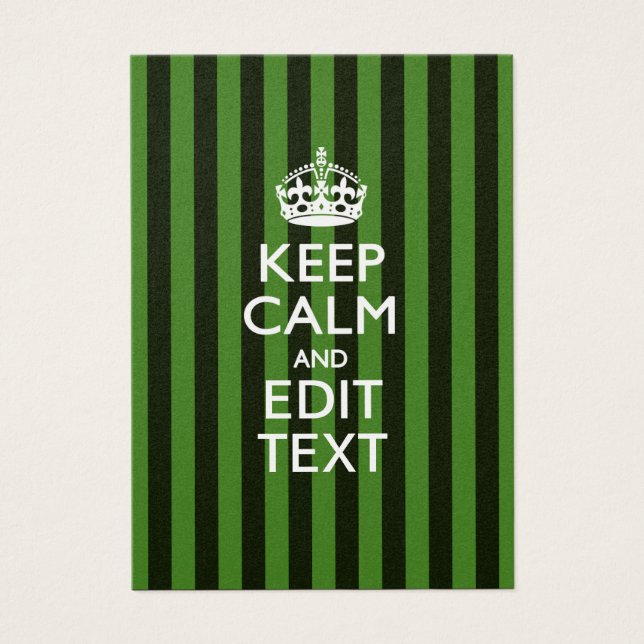 Personalised KEEP CALM Your Text on Green Stripes (Front)