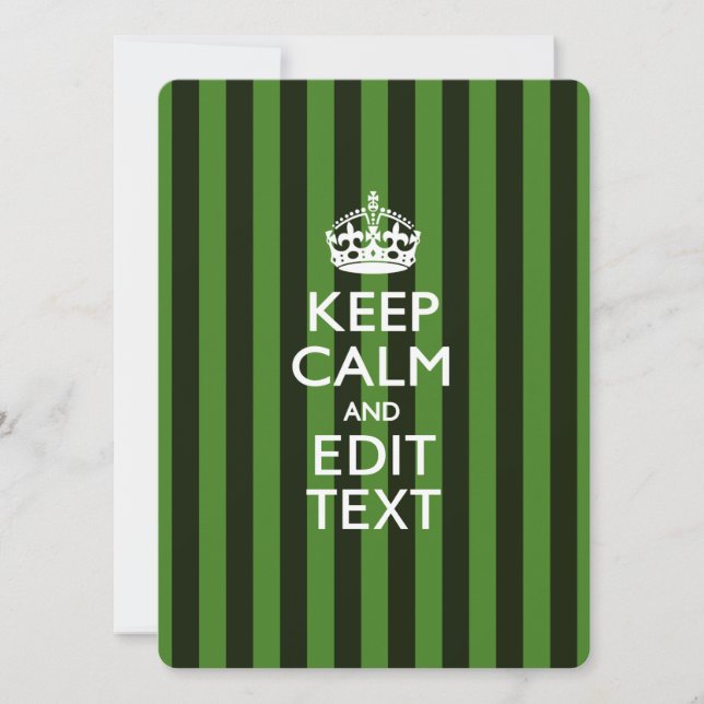 Personalised KEEP CALM Your Text on Green Stripes (Front)