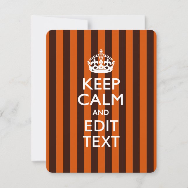 Personalised KEEP CALM Your Text on Orange Stripes (Front)