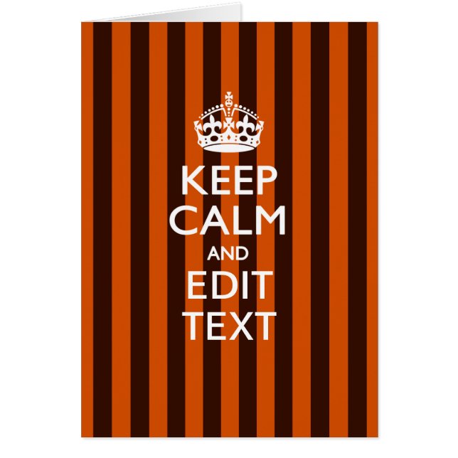 Personalised KEEP CALM Your Text on Orange Stripes (Front)