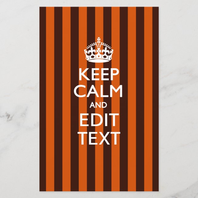 Personalised KEEP CALM Your Text on Orange Stripes Flyer (Front)