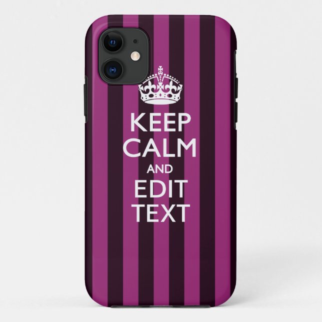 Personalised KEEP CALM Your Text on Pink Fuchsia Case-Mate iPhone Case (Back)