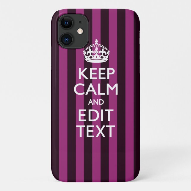 Personalised KEEP CALM Your Text on Pink Fuchsia Case-Mate iPhone Case (Back)