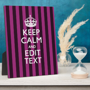 Personalised KEEP CALM Your Text on Pink Fuchsia Plaque