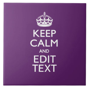 Personalised KEEP CALM Your Text on Purple Decor Tile