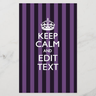 Personalised KEEP CALM Your Text on Purple Stripes Flyer