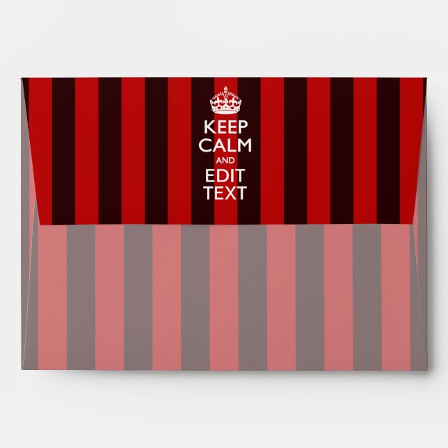 Personalised KEEP CALM Your Text on Red Stripes Envelope (Back (Top Flap))