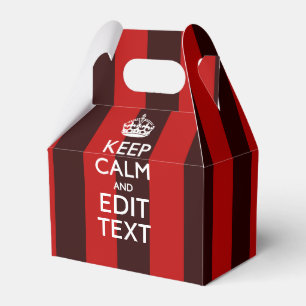 Personalised Keep Calm Your Text on Red Stripes Favour Box
